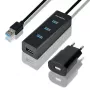 Axagon HUE-S2BP 4x USB 3.0 uzlādes centrs ar 1.2m kabeli un AC adapteri