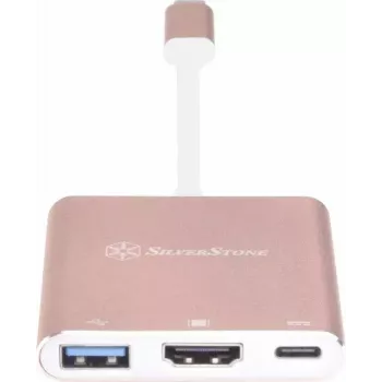 USB-C uz HDMI video adapteris SILVERSTONE EP08 (USB‑C 3.1, HDMI) Rozā