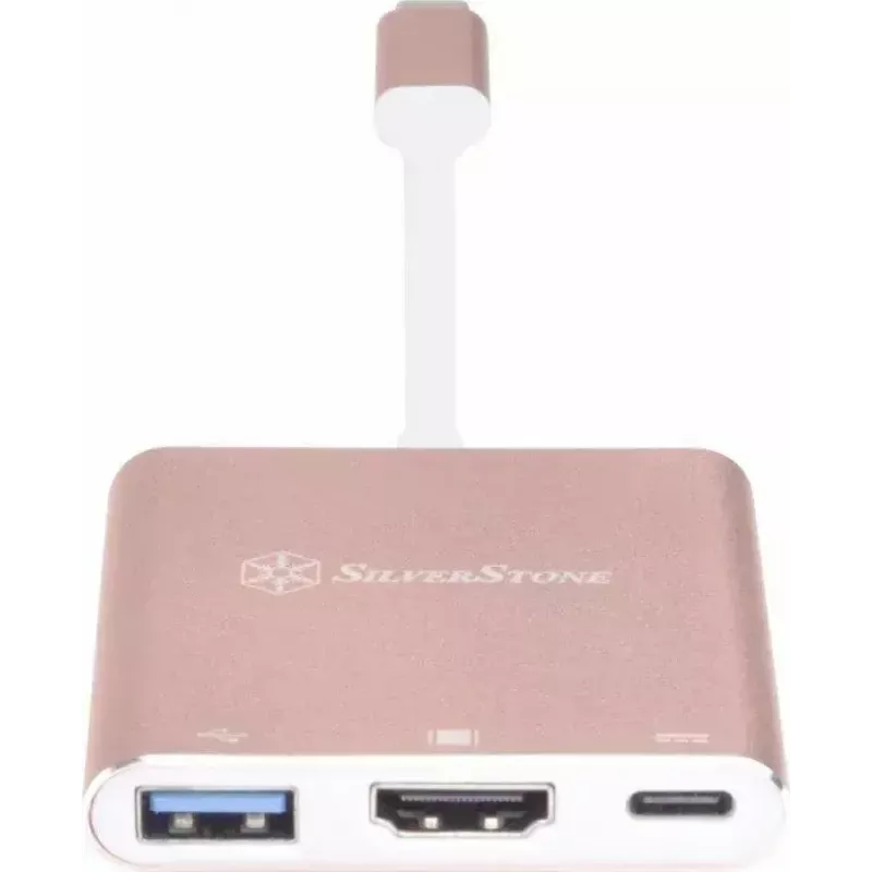 USB-C uz HDMI video adapteris SILVERSTONE EP08 (USB‑C 3.1, HDMI) Rozā
