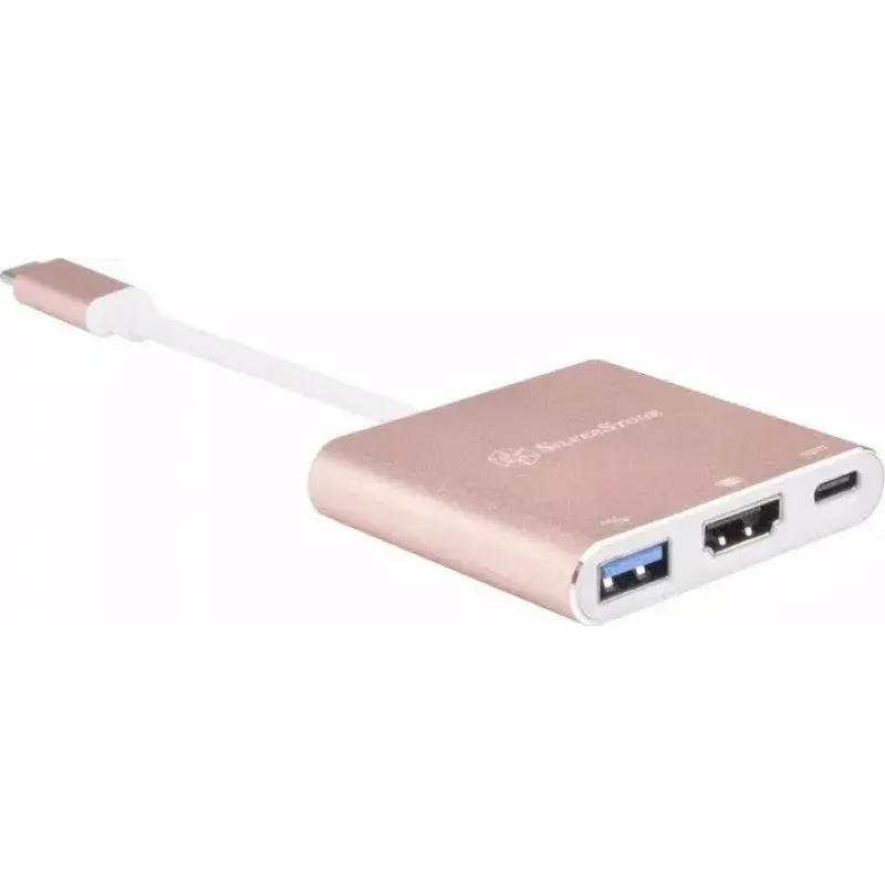 USB-C uz HDMI video adapteris SILVERSTONE EP08 (USB‑C 3.1, HDMI) Rozā