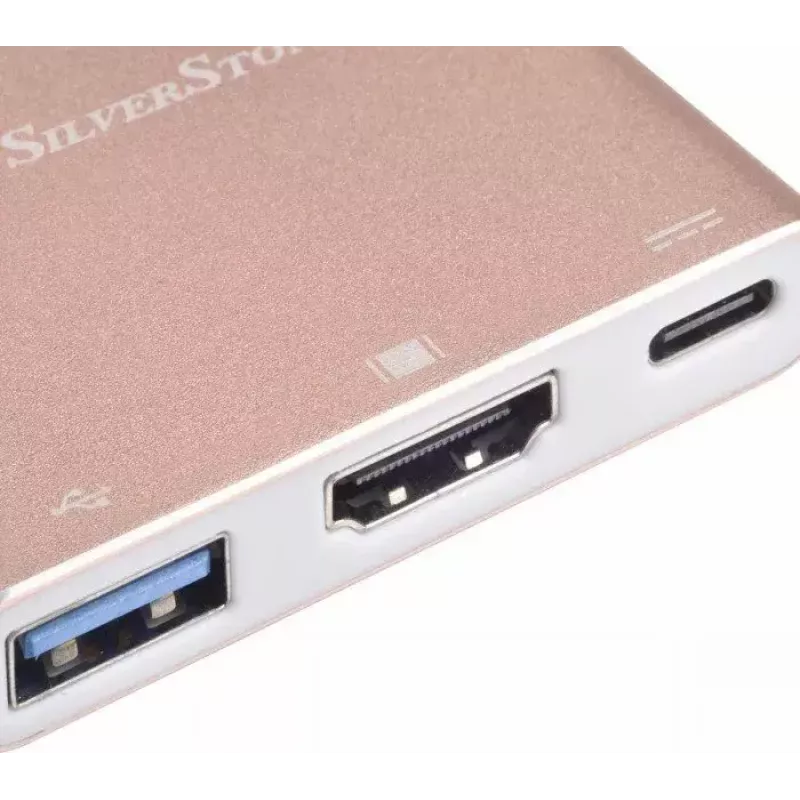 USB-C uz HDMI video adapteris SILVERSTONE EP08 (USB‑C 3.1, HDMI) Rozā