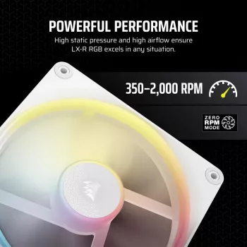 CORSAIR iCUE LINK LX140-R RGB 140 mm reversā ventilatora startera komplekts - balts