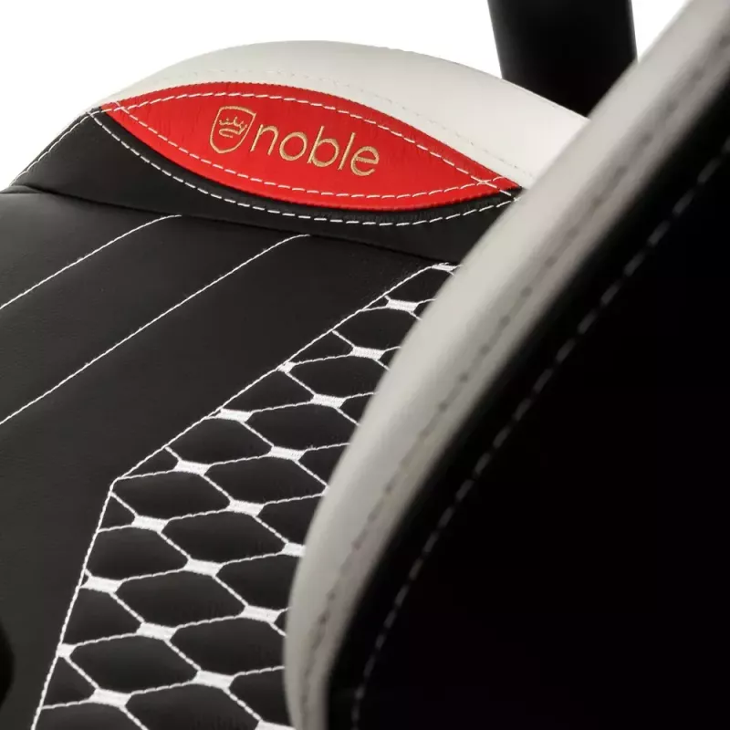 Spēļu krēsls noblechairs EPIC — polsterēts sēdeklis, maks. slodze 120 kg, augstums 131–141 cm, sēdekļa platums 56 cm, riteņi