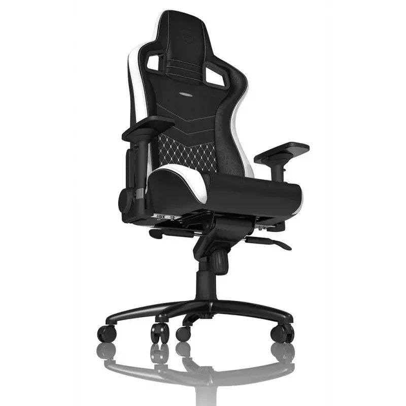 Spēļu krēsls noblechairs EPIC — polsterēts sēdeklis, maks. slodze 120 kg, augstums 131–141 cm, sēdekļa platums 56 cm, riteņi