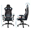 Spēļu krēsls noblechairs EPIC — polsterēts sēdeklis, maks. slodze 120 kg, augstums 131–141 cm, sēdekļa platums 56 cm, riteņi