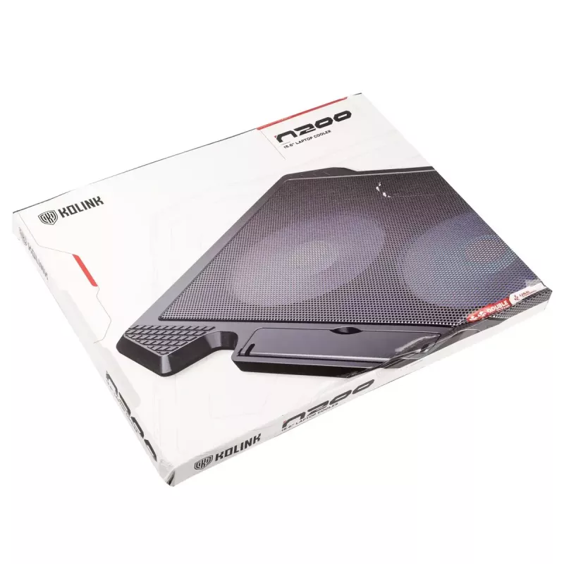 Dzesēšanas paliktnis klēpjdatoriem Kolink KL-N200 līdz 39,6 cm (15,6 inch) ekrāniem, 2 ventilatori 140 mm, USB barošana, melns
