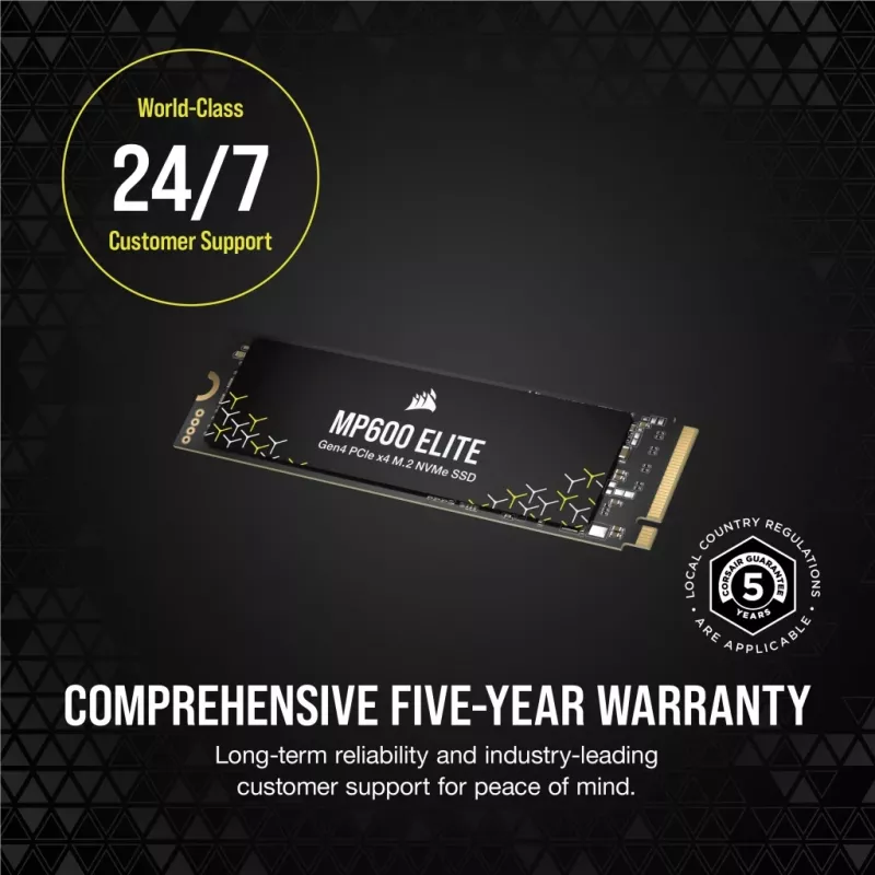 Corsair MP600 Elite CSSD-F1000GBMP600ENH SSD disks, 1 TB, M.2 2280, PCIe 4.0 x4 NVMe, 3D TLC, 256 bitu AES šifrēšana