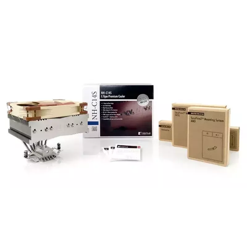CPU gaisa dzesētājs Noctua NH-C14S, 140 mm ventilators, 12 V, 1500 RPM max, 163 mm dziļums, 115 mm augstums, vara siltuma caurules, 820 g