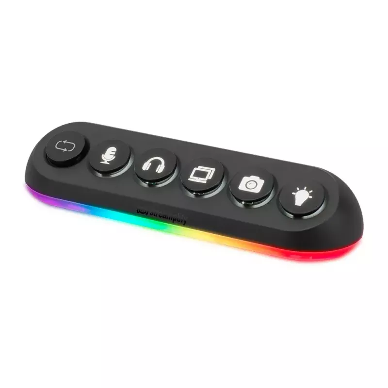 Streamplify HUB DECK 5 USB centrmezgls ar RGB apgaismojumu, 4x USB 3.0, 1x USB 2.0, 12V, ES barošanas kabelis, melns