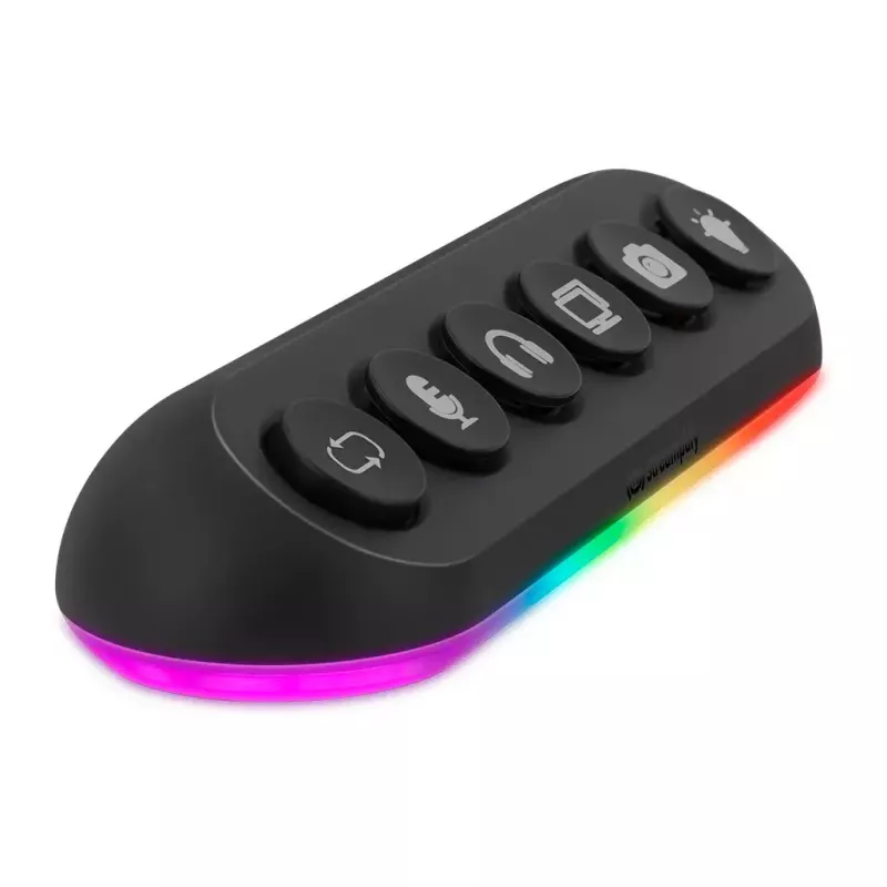 Streamplify HUB DECK 5 USB centrmezgls ar RGB apgaismojumu, 4x USB 3.0, 1x USB 2.0, 12V, ES barošanas kabelis, melns