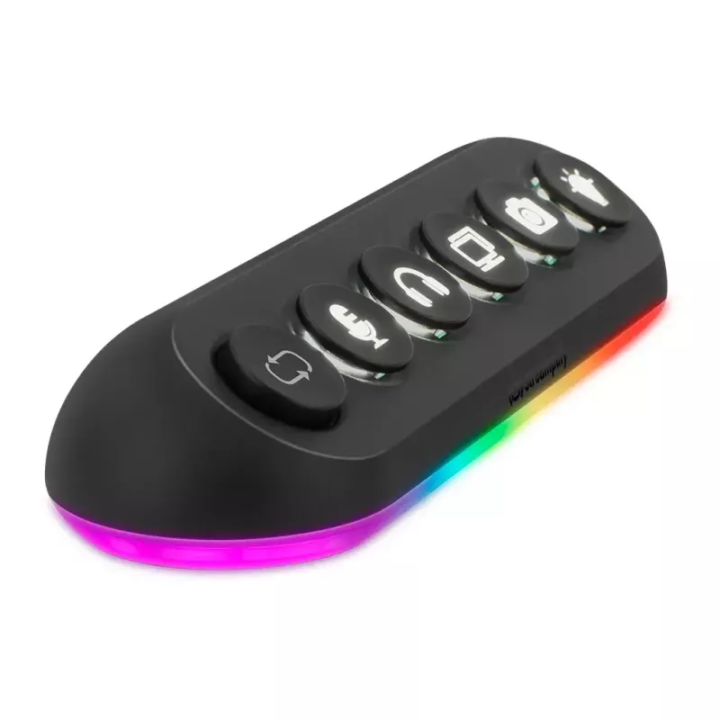 Streamplify HUB DECK 5 USB centrmezgls ar RGB apgaismojumu, 4x USB 3.0, 1x USB 2.0, 12V, ES barošanas kabelis, melns