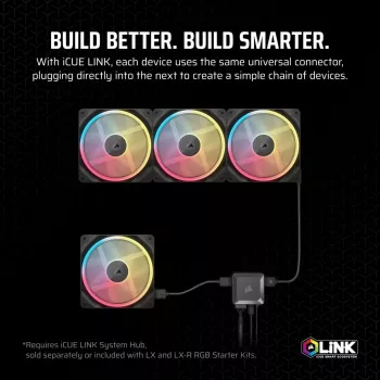 Ventilators Corsair iCUE LINK LX140-R RGB 14 cm Melns 2000 RPM 3,55 mmH2O