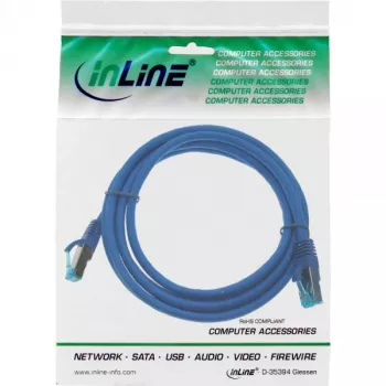 InLine Patch vads S/FTP PiMF Cat.6A bezhalogēns 500MHz zils 0,5m