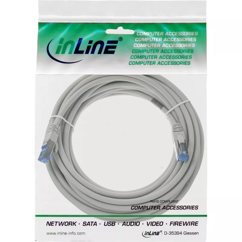 InLine Patch Kabelis S/FTP PiMF Cat.6A bezhalogēns 500MHz pelēks 5m