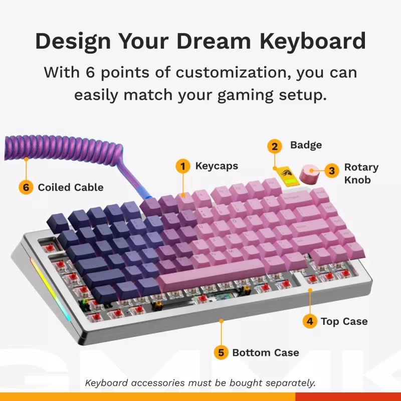 Mehāniskā spēļu tastatūra GLORIOUS GMMK 3 PRO 75% Wired USB QWERTY RGB Silver (US)