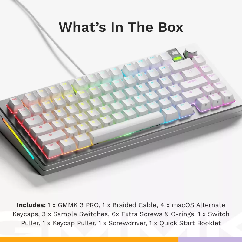 Mehāniskā spēļu tastatūra GLORIOUS GMMK 3 PRO 75% Wired USB QWERTY RGB Silver (US)