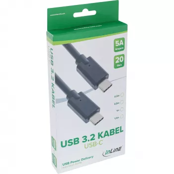 USB 3.2 Gen.2x2 kabelis InLine 35704A 1.5m USB-C vīriešu/vīriešu melns