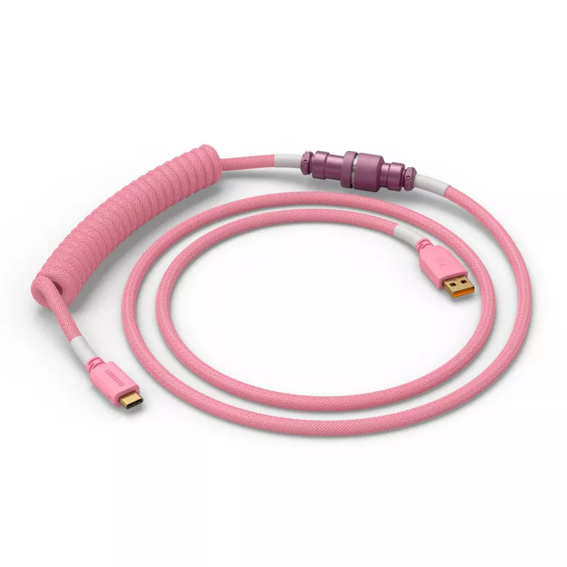 Spirālveida USB kabelis GLORIOUS GMMK Pixel Pink 1,5m – atdalāms spirālkabelis tastatūrām