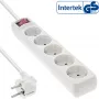 InLine 5-vietīgs zemējuma kontaktligzdu bloks CEE 7/3, balts, 1,5 m