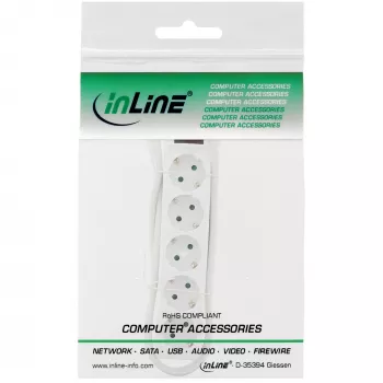 InLine 5-vietīgs zemējuma kontaktligzdu bloks CEE 7/3, balts, 1,5 m
