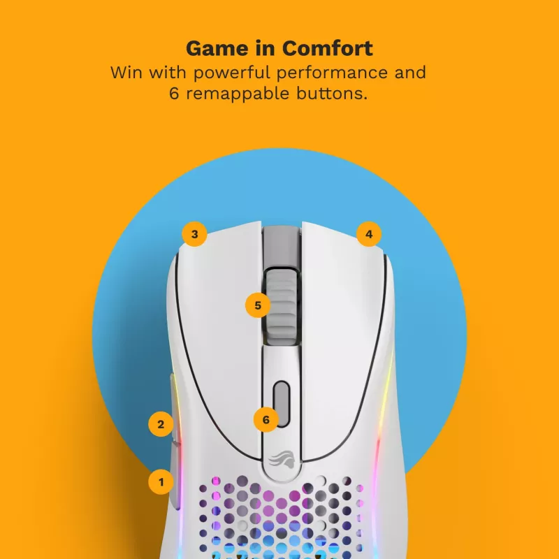 Glorious Gaming Glorious Model D 2 Wireless - Mati Balts, Labā roka, RF Bezvadu, 19000 DPI, Balts
