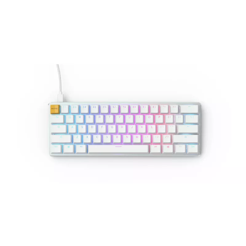 Glorious Gaming GMMK mehāniskā tastatūra USB QWERTY US International Sudrabs, Balta