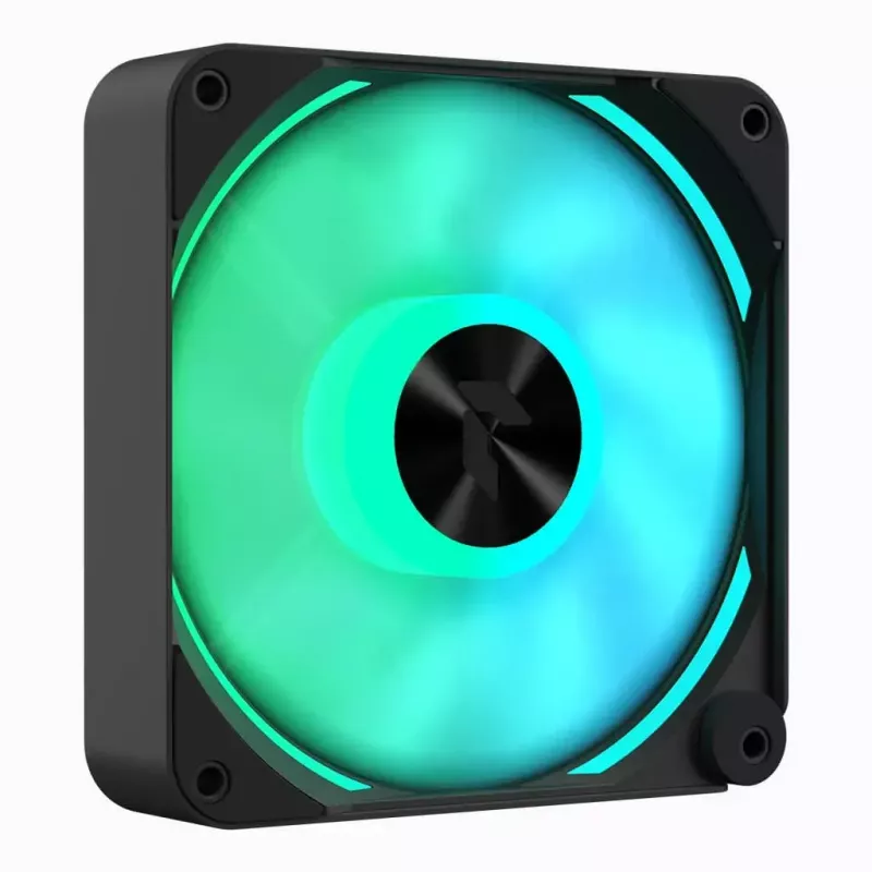 APNX FP2-120 PWM ARGB datora korpusa ventilators, 120 mm, 500–1800 apgr./min, 83,85 CFM, 34,8 dB, melns