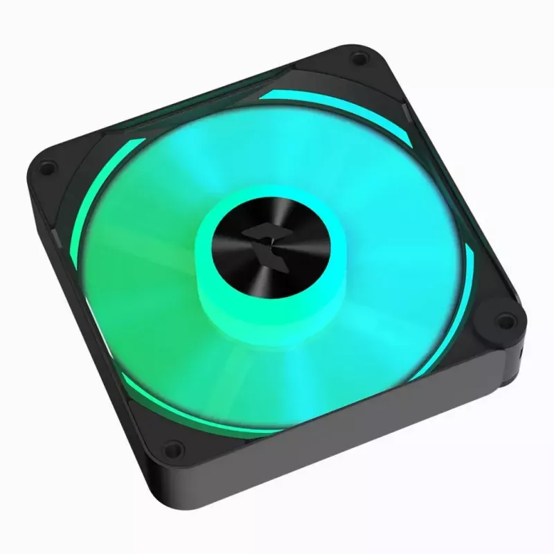 APNX FP2-120 PWM ARGB datora korpusa ventilators, 120 mm, 500–1800 apgr./min, 83,85 CFM, 34,8 dB, melns