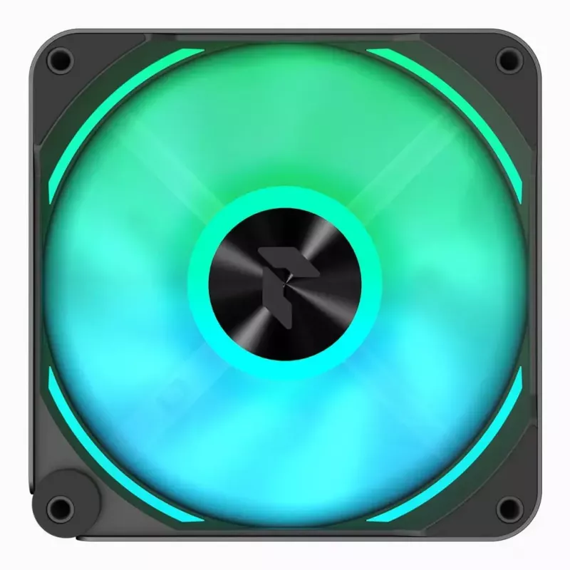 APNX FP2-120 PWM ARGB datora korpusa ventilators, 120 mm, 500–1800 apgr./min, 83,85 CFM, 34,8 dB, melns