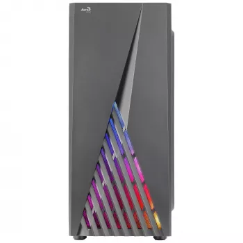 Aerocool DELTABKV1 ATX korpuss RGB priekša pilns sānu logs 12cm ventilators Melns