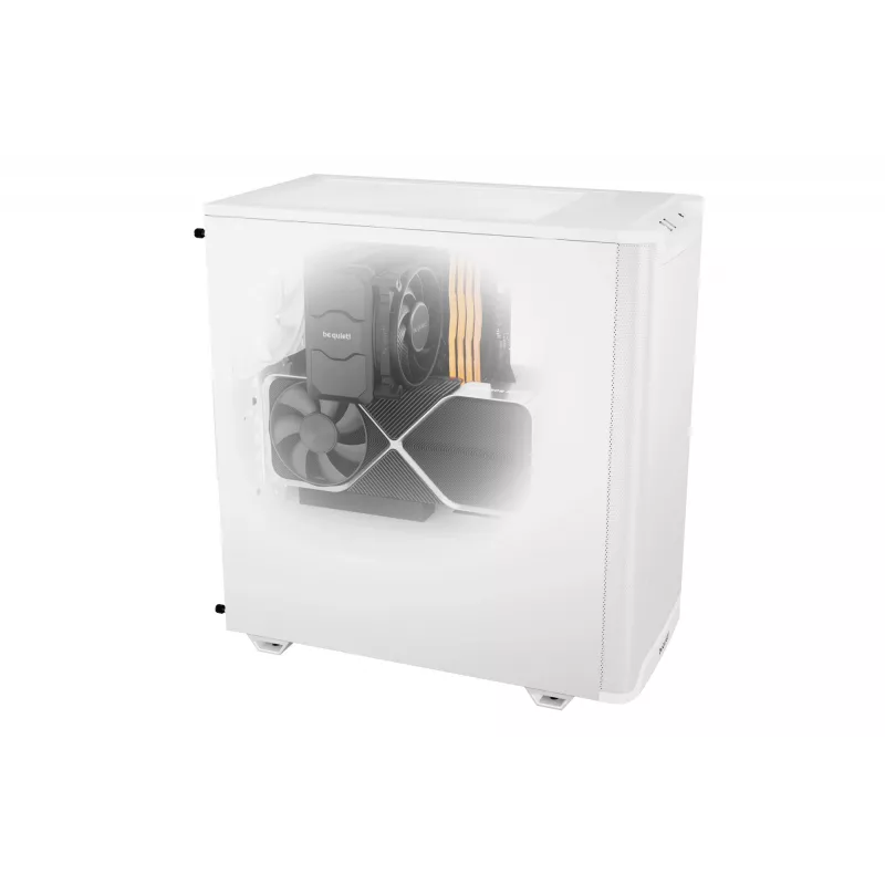 PC korpuss be quiet! PURE BASE 501 Airflow Midi Tower Balts — ATX, 3×140mm priekšā, 1×140mm aizmugurē, 5×2.5 collu, 2×3.5 collu, USB‑C, PWM atbalsts