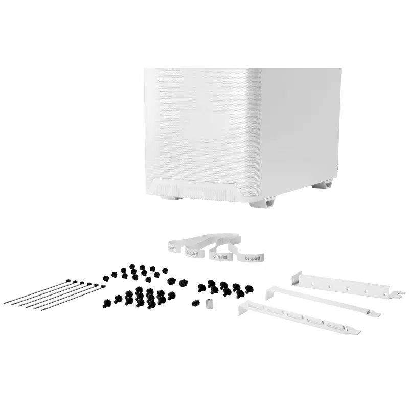 PC korpuss be quiet! PURE BASE 501 Airflow Midi Tower Balts — ATX, 3×140mm priekšā, 1×140mm aizmugurē, 5×2.5 collu, 2×3.5 collu, USB‑C, PWM atbalsts