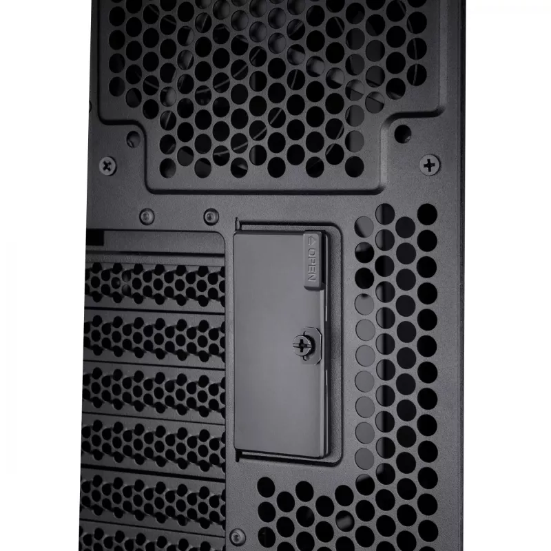 PC korpuss ASUS ProArt PA602 Midi Tower Melns — ATX/EATX atbalsts, rūdīts stikls, 2x200mm priekšējie ventilatori, 360mm augšējais radiators, GPU līdz 450mm