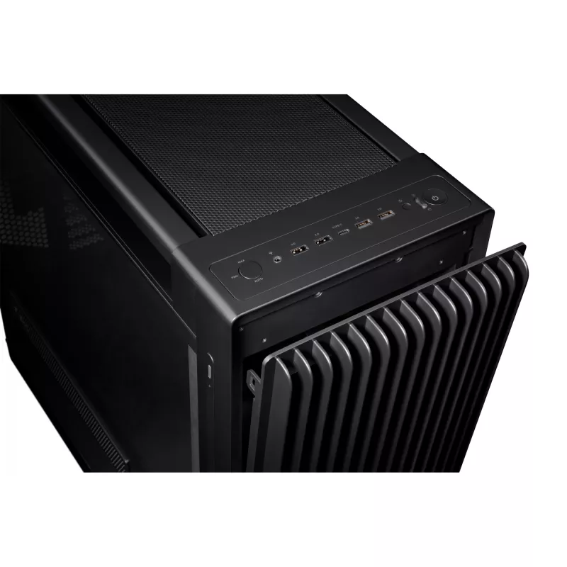 PC korpuss ASUS ProArt PA602 Midi Tower Melns — ATX/EATX atbalsts, rūdīts stikls, 2x200mm priekšējie ventilatori, 360mm augšējais radiators, GPU līdz 450mm