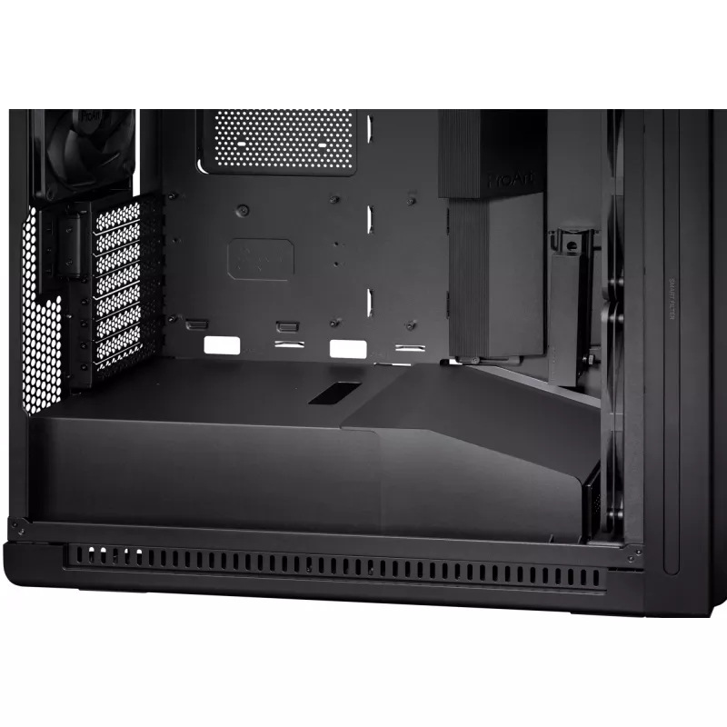 PC korpuss ASUS ProArt PA602 Midi Tower Melns — ATX/EATX atbalsts, rūdīts stikls, 2x200mm priekšējie ventilatori, 360mm augšējais radiators, GPU līdz 450mm