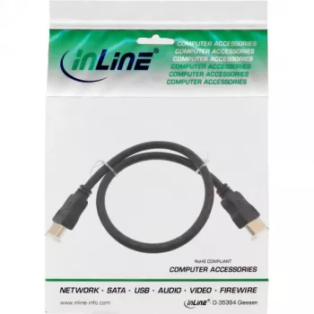 InLine High Speed HDMI kabelis ar Ethernet Premium 4K2K vīriešu/vīriešu melns 3m