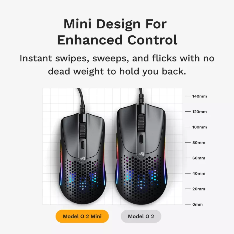 Gaming pele Glorious Gaming Model O 2 Mini Gaming Mouse RGB Black