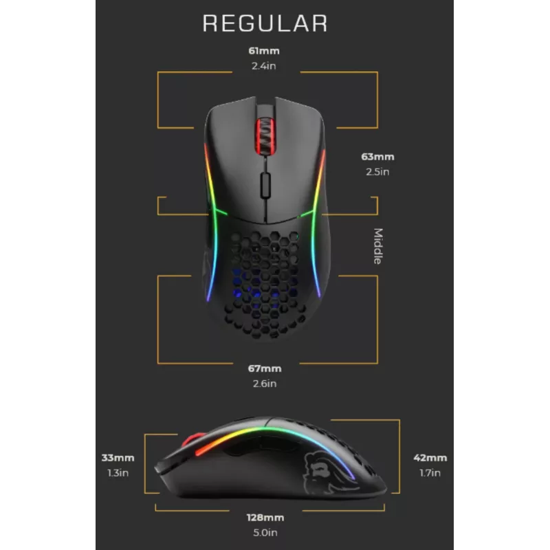 Glorious Gaming Glorious Model D Wireless - Matte Black, labā roka, RF bezvadu, 19000 DPI, melns