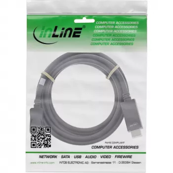 InLine DisplayPort uz HDMI pārveidotāja kabelis, 4K/60Hz, melns, 3m