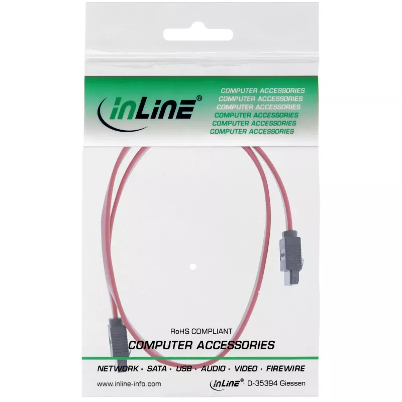 InLine SATA 6Gb/s kabelis ar fiksatoriem 0,5m