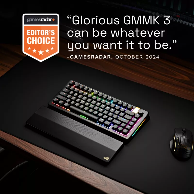 Mehāniskā spēļu tastatūra GLORIOUS GMMK 3 PRO HE 75% Bezvadu RF + Bluetooth, RGB, US QWERTY, Melna