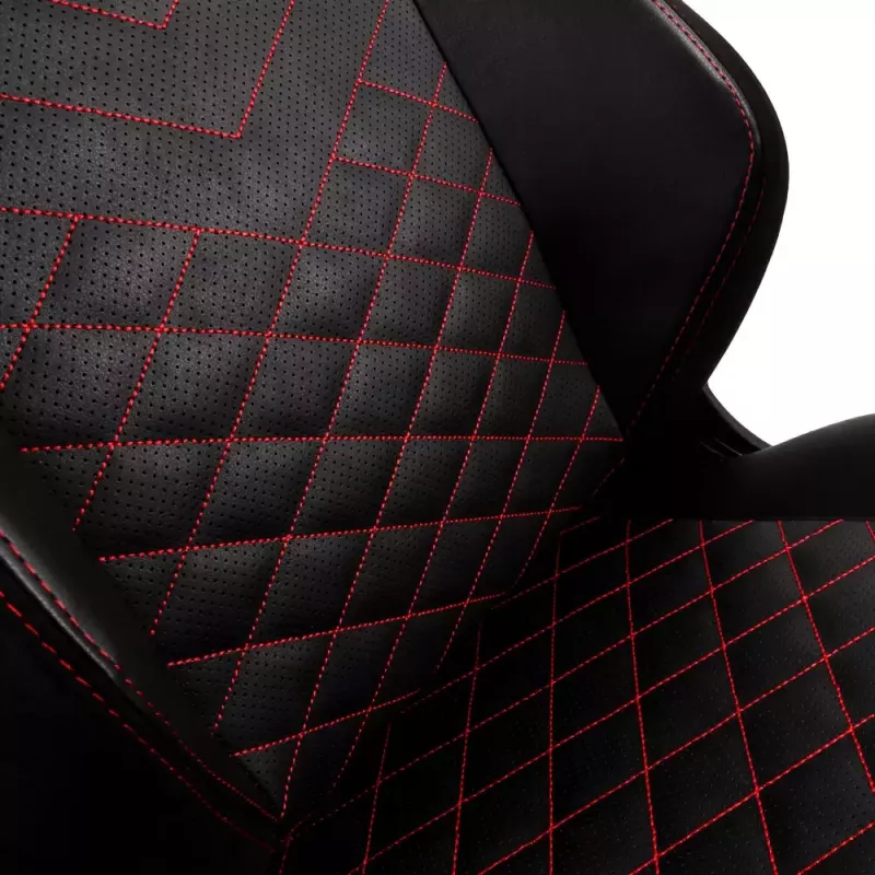 Spēļu krēsls noblechairs Hero PU Āda — Ar gaisa pildījumu sēdeklis, polsterēta atzveltne, melns sēdeklis, 137 cm augstums, 150 kg ietilpība