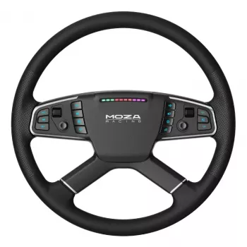 MOZA Racing TSW Truck Wheel stūre, 400mm, PC, vadu un bezvadu, melna, alumīnijs, mikrošķiedras āda, polimērs