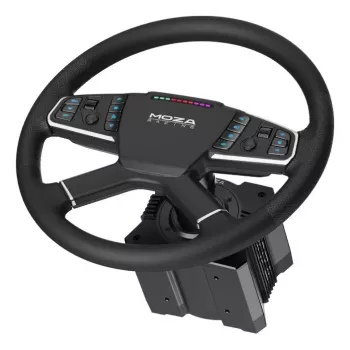 MOZA Racing TSW Truck Wheel stūre, 400mm, PC, vadu un bezvadu, melna, alumīnijs, mikrošķiedras āda, polimērs