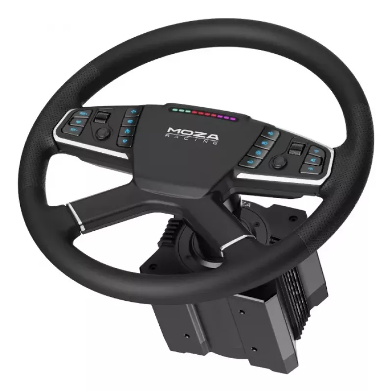 MOZA Racing TSW Truck Wheel stūre, 400mm, PC, vadu un bezvadu, melna, alumīnijs, mikrošķiedras āda, polimērs