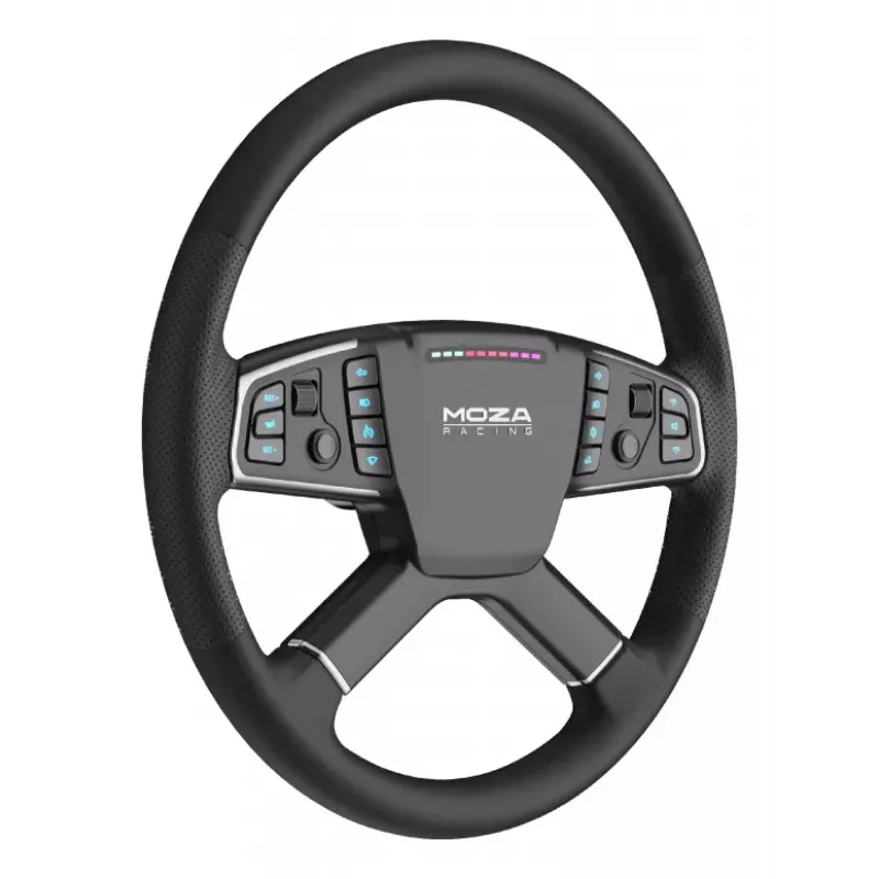 MOZA Racing TSW Truck Wheel stūre, 400mm, PC, vadu un bezvadu, melna, alumīnijs, mikrošķiedras āda, polimērs