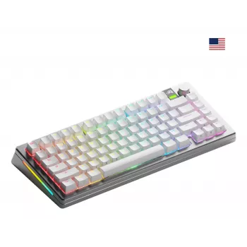 Mehāniskā tastatūra GLORIOUS GMMK 3 PRO 75% Prebuilt Wireless, USB + RF + Bluetooth, QWERTY, Sudraba
