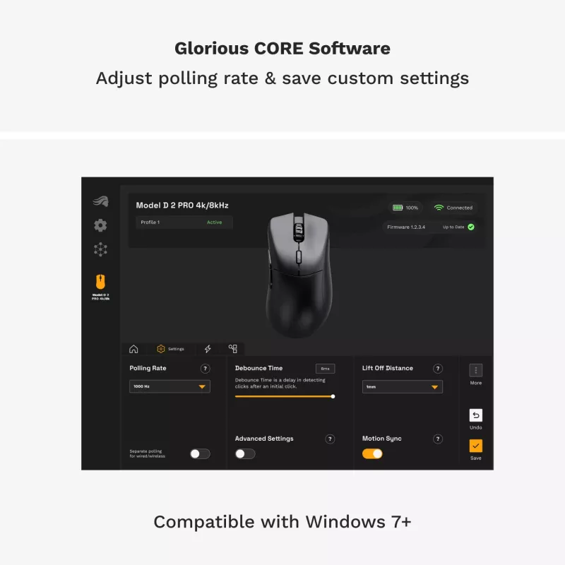 Glorious Gaming Glorious Model D 2 PRO Bezvadu pele - 1K Polling - Melna