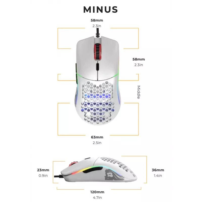 Glorious Gaming Glorious Model O- Pele Regular (Balta), Labā roka, Optiskā, USB Type-A, 3200 DPI, Balta