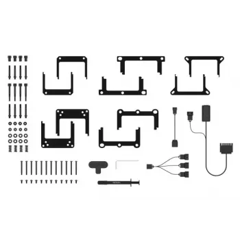 Alphacool 13074 šķidruma dzesētājs — 120 mm ventilators, 3 ventilatori, 2500 RPM, 40 cm caurules, vara radiators, daudzkrāsu LED, melns